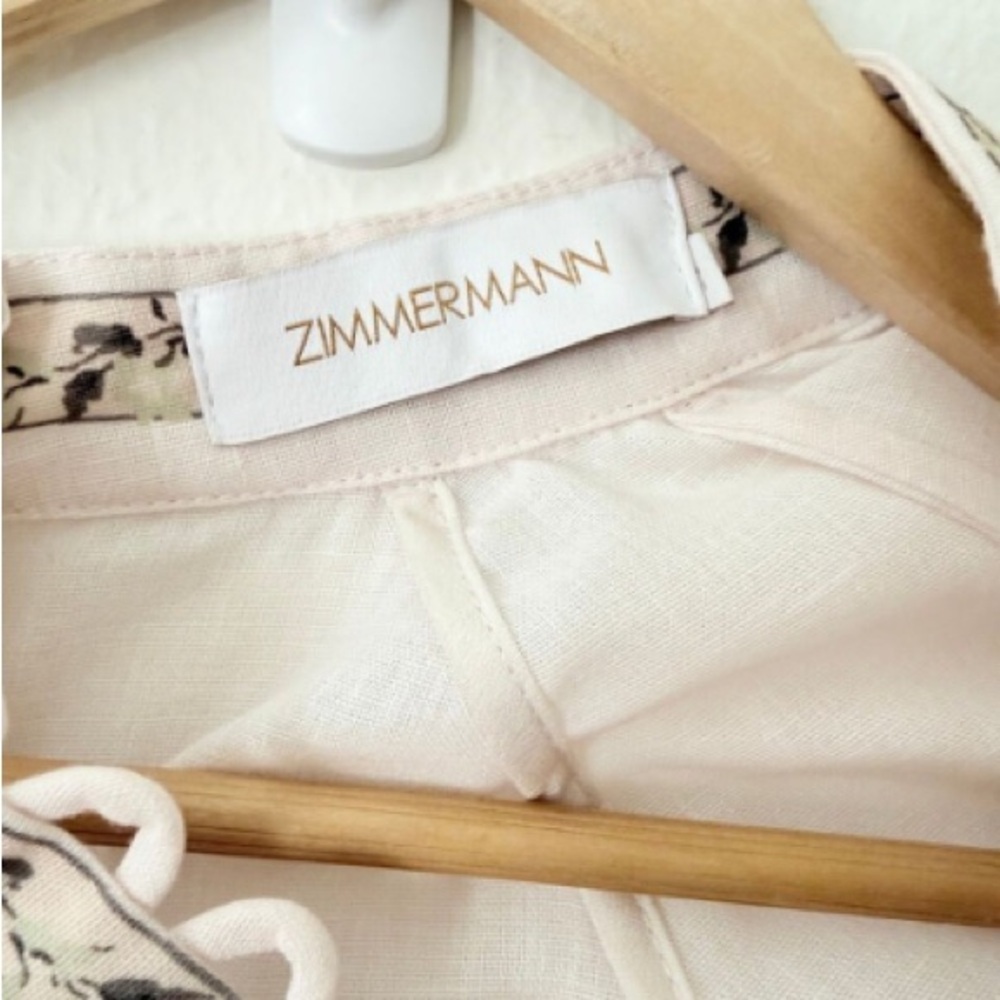 Zimmermann Women's Size 1 US 6 Golden Floral Long Sleeve Silk Linen Maxi Dress - Picture 11 of 12